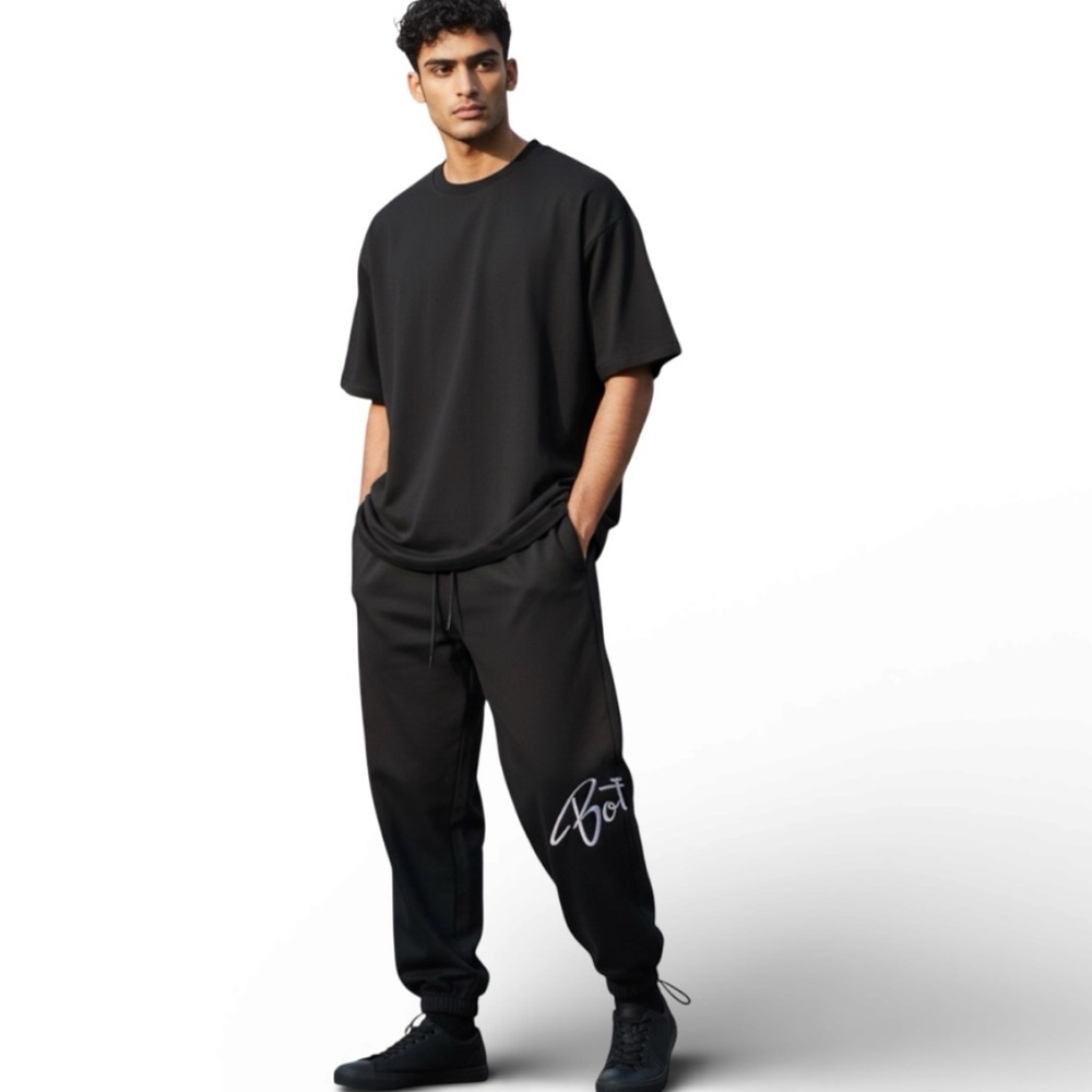 Bottega Veneta Black Logo Jogger Sweatpants Luxury Designer Athleisure M EUC